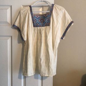 Off White Tribal Top